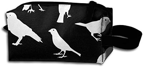 YUAN TING Black White Birds Silhouettes Popular Potable Makeup Organizer Bags Large Capacity Pencil Pen Case Cosmetic Bags For Travel Home Toiletry Purse Pouch With Zipper