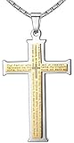 Men's Stainless Steel Lord's Prayer Cross Pendant Necklace, 23