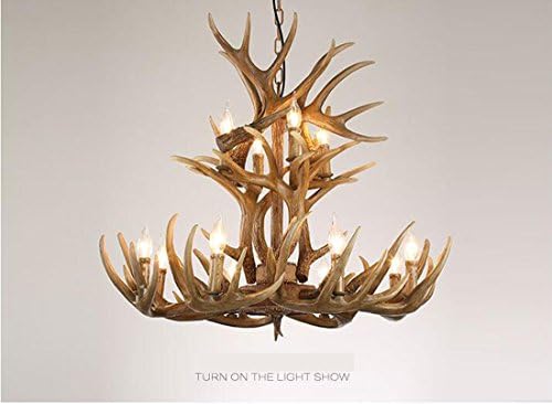 Creative Retro Resin Antler Chandelier E14 Hanging Line Lamps 6/9/12 Head Candle Pendant Lamp showroom/coffee/bar Indoor Decoration Lighting (Without Bulb)
