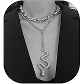 Cicod Snake Layered Chunky Necklace Dainty Snake Serpent Pendant Necklaces Gold Layered Necklace Bohemian Choker Jewelry for Women (Silver Chain 2)