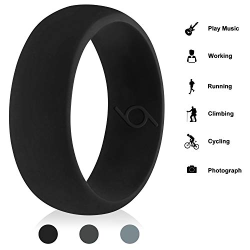 CalMyotis Silicone Wedding Ring for Men, Silicone Rubber Bands - Step Edge Sleek Design