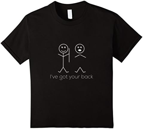 Kids I've got your back T-Shirt Stick Figure Graphic Friendship 10 Black
