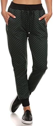 Women's Jogger Terry Lounge Long Jersey Pant Drawstring Elastic Camo Sweat Pants (Small/Medium, Hunter Dots)