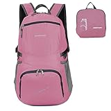 ORICSSON 35L Durable Foldable Lightweight Water Resistant Backpack Daypack for Travel (Pink-II)