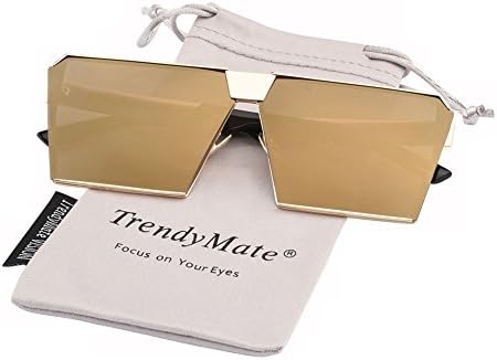 Womens Men Reflective Mirror Large Square Metal Rimmed Sunglasses Unisex