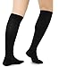 TeeHee Cotton Fashion Compression Socks - Comfort, Soft, Relieve Leg Fatigue Knee High, Geo-Black, Large