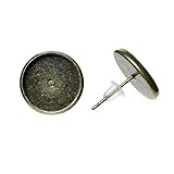 HOUSWEETY 50PCs Round Cabochon Settings Earring Post (Fit 12mm) W/Stoppers