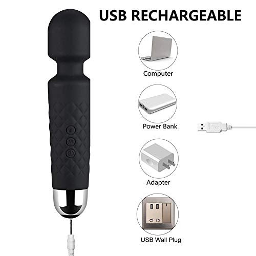 Personal Electric Wand Massager Powerful with Flexible Head, Cordless Waterproof Rechargeable Massager for Back, Neck, Shoulder Muscle Aches