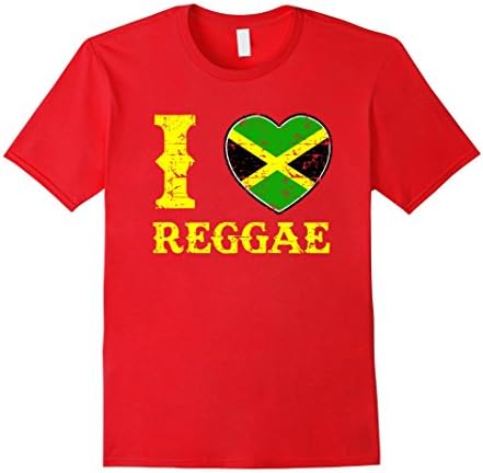 Mens I love Reggae Music Tshirt Large Red