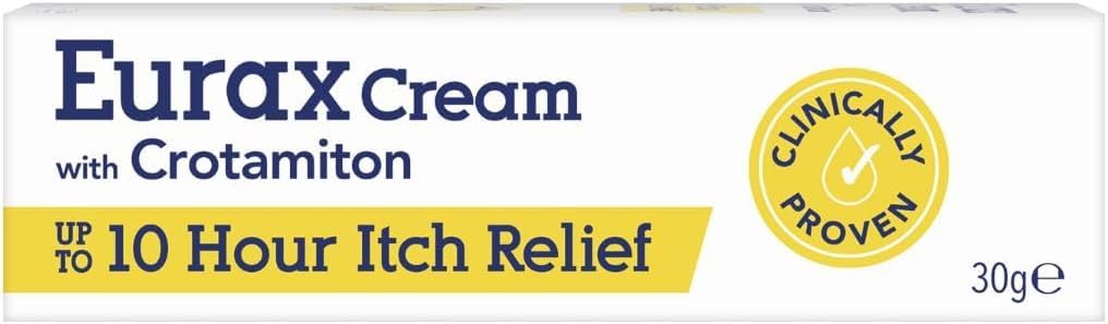 Eurax Itch Relief Cream, Hydrating Relief from Itchy & Irritated Skin, Alleviates Itching from Rashes, Eczema, Dermatitis & Chickenpox, Dermatologist Recommended, Contains Crotamiton, 1 x 30g