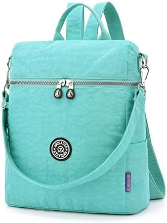 Teen Girls Convertible Nylon Backpack Bag - Casual Waterproof Crossbody Shoulder Bag Durable School Daypack Rucksack Satche (Mint Green)