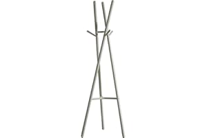 Aibiju Wooden Coat Rack Freestanding with Unique Design, Coat Hanger Stand with Storage Shelf, Coat Tree with Geometric Shape for Scarf Clothes Hat Bag Umbrella Gray YD-TS265