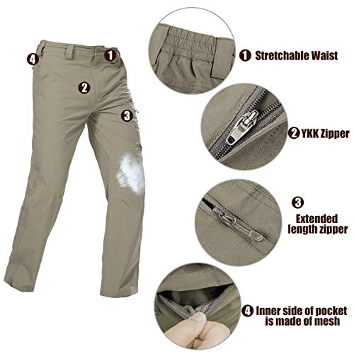 FREE SOLDIER Men's Outdoor Convertible Pants Lightweight Quick Dry Nylon Tactical Pants (Mud Color, 44W) - Thumbnail 5