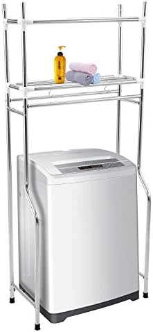 Dorfin Bathroom Kitchen Space Saver Storage Rack Organizer Washing Rack Drum Racks Stainless Steel Balcony Bathroom Toilet Storage Washing Machine