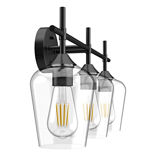 Ralbay Industrial Bathroom Vanity Light Fixtures 3Lights Matte Black