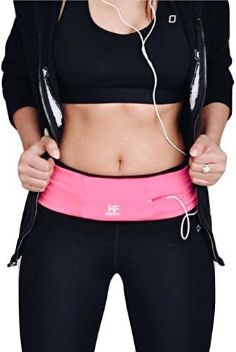 HipFit Running Belt, Fitness Belt for Women &amp; Men, Runners Waist Pack, Modern Reflective Workout Belt for Yoga, Walking, Traveling. Fanny Pack for all Phones. (Lime Green, Large)