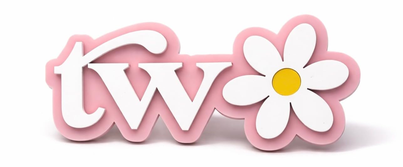 3D Acrylic Two Cake Topper | Daisy Second Birthday Decoration | 10cm Floral Cake Smash Topper