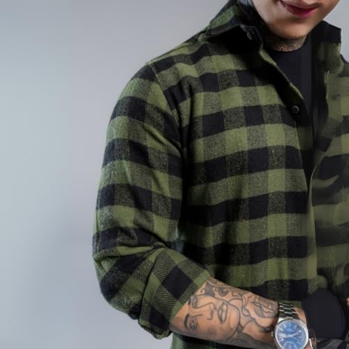 Camisa Masculina Xadrez Manga Longa Gola Italiana Ajuste Regular Confortavel Elegante