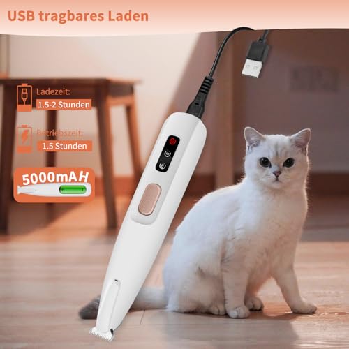 PawTrim Pro, Super Quiet / Rechargeable Paw Trimmer for Pets with LED Light, Waterproof, Wireless Pet Shaver, Dog Clipper, Professional Dog Trimmer for Dogs, Cats, Paws, Eyes