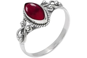 SILVEBIZ Ring, 925 Sterling Silver Statement Ring For Women, Handmade Ring Gemstone Promise Ring for Birthday Christmas Gift For Her Ring Size US