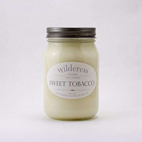 Sweet Tobacco 90 Hour Handmade Natural Soy Candle - Mason Jar - Teakwood - Masculine - Woodsy - musk - Amber - Leather