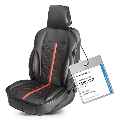 Walser Premium Sitzauflage Auto Kimi, Sitzschoner Auto schwarz/rot, Vergleichssieger* Auto Sitzauflagen, Sitzbezug Auto Vordersitze, Schonbezug Autosi
