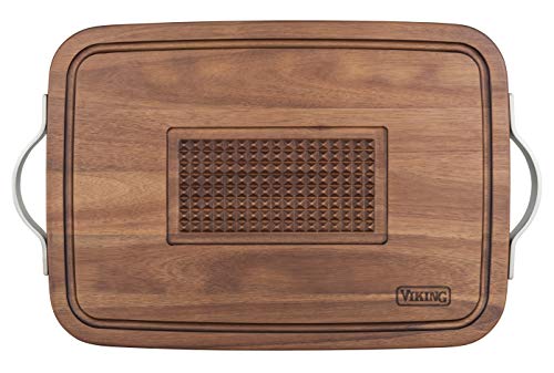 Viking Acacia Carving Board w/Juice Well and Metal Handles (23″ x 14″ x 1.0″)