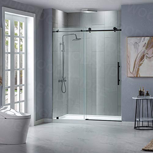 WOODBRIDGE MBSDC6076MBL Frameless Sliding Glass Shower Door 56"60"W