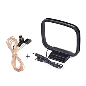 Bingfu FM Antenna 75ohm Dipole Indoor FM Antenna F Male Adapter and AM/MW/LW Loop Antenna 3.5mm Adapter for Bose…