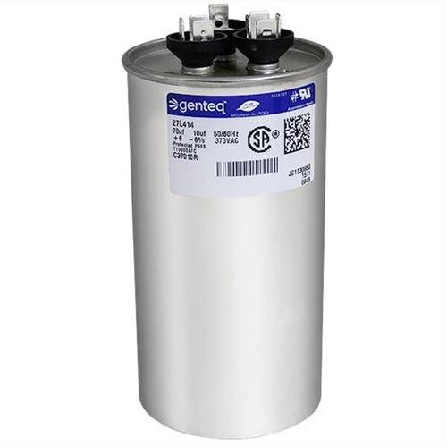 Genteq 70/10 uF MFD 370V Round Capacitor GE 27L414BZ3 Replacement - Drop-In HVAC Fit