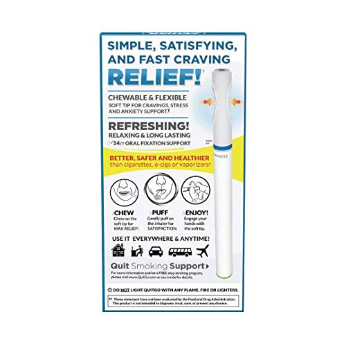 Smokeless Inhaler with Soft Tip Chewable Mouth Grip for Maximum Relief and How to Quit Smoking Guide, Help for Oral Fixation Support, Oxygen Inhaler to Stop Smoking (2 Pack, Oxygen Inhaler) in