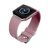 Wearable4U Fitbit Blaze Silicone Replacement Band Strap with FRAME for Fitbit Blaze (Gentle Pink w/Frame, Small)