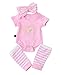 3pcs Newborn Infant Baby Girls Clothes Tops Romper+Warm Leggings+Headband Outfits Set (0-3 Months, Pink)