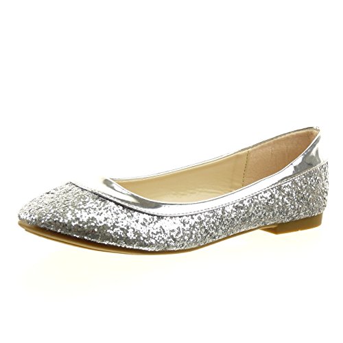 ZGDG Ballerinas Für Mädchen – Glitzer-Mary Janes, Flach, Mit Gummiband, Für Hochzeit & Party
