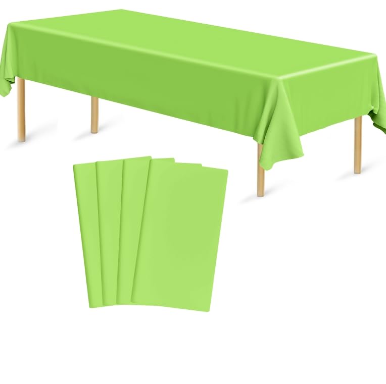 Bouiexye 4 Pack Disposable Table Cloth Sage Green Plastic Tablecloth 54 x 108 Inch Rectangular Tablecloths for Indoor Outdoor Party Birthdays Weddings Christmas Anniversary Buffet Table