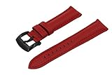 Carbon Fiber Grain Padded Italian Calfskin Leather Watch Band With Brushed Black Buckle