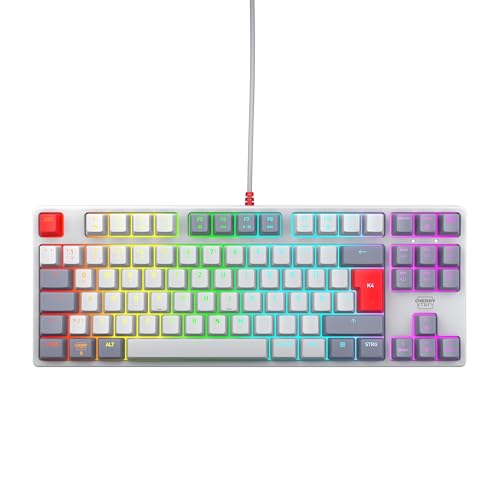 CHERRY XTRFY K4V2 TKL, Kabelgebundene Gaming-Tastatur ohne Nummernblock, Deutsches Layout (QWERTZ), RGB-Beleuchtung, Mechanische MX2A RED Switches, Retro