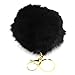 Miraclekoo Cute Rabbit Fur Ball Key Chain Black Pom Pom KeyChain Fluffy Keychain with Plush for Car Keys,Purse,Handbag Bag Decoration