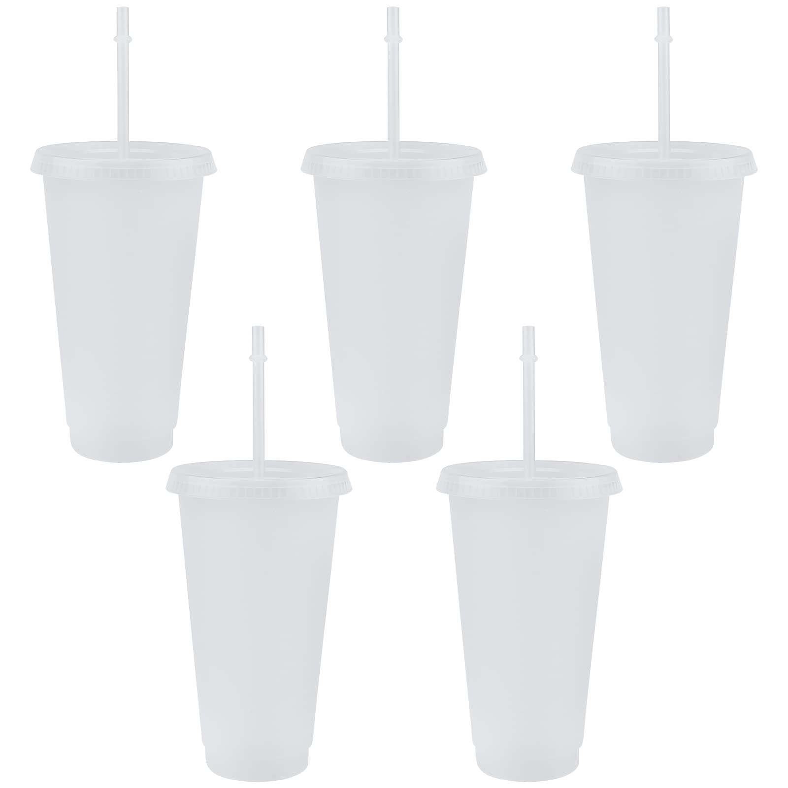 TSLBW 5 Pcs Reusable Plastic Cup Drinkware Tumblers Acrylic Cups Tumblers with Lids and Straws Plastic Bulk Iced Plastic Cold Water Tumblers Iced Coffee Cups Travel Mug Party Tumbler