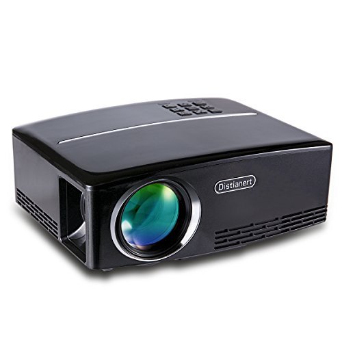 Portable Projector, Distianert Video Projector Home Theater Projector HD Projector Outdoor/Indoor Projector Support 1080P via USB TV Laptop Game Android iPad iPhone for Home Cinema Theater