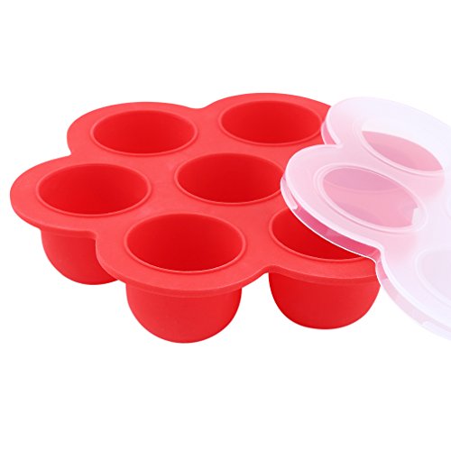 EH-LIFE Silicone Baby Food Freezer Tray with Clip-on Lid - Perfect Storage Container for Homemade Baby Food, Vegetable & Fruit Purees and Breast Milk - BPA Free & FDA Approved (Red)