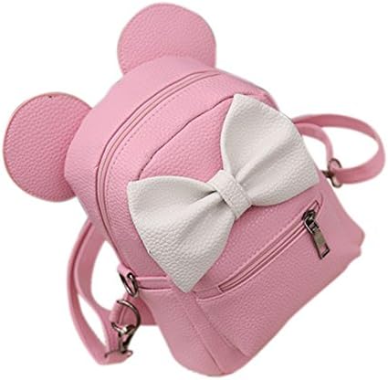 Girls Bowknot Style Mini Backpack School Bag Rucksack Shoulder Bag Women Rose