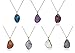 Gold Color Bezel Teardrop Natural Stone Druzy Necklace