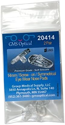 GMS Optical Tear Drop Screw-in Silicone Nose Pads for Glasses, Sunglasses, and Eye-wear โ 14mm (2 Pair)