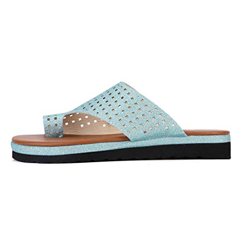 Walking Shoes,Londony❀ Womens Open Toe Gladiator Flat Sandals Slingback Ankle Strap Casual Beach Roman Summer Shoes Light Blue