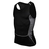 ROPALIA Mens Tight Breathable Sport Vest Fitness Athletic Tank Top (3XL, Black2)
