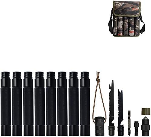 YAOHM Outdoor defense Tactical stick Alpenstock Hiking Camping equipment Multifunctional folding tools Walking Sticks,8Tubesset