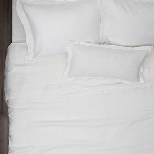 Bamboo Linen High Performance Duvet Cover (Comforter Cover) Set Tranquility (White, King/Cal King)