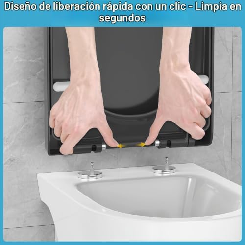 Tampa universal em forma de D para sanita, assento de sanita com fecho suave e libertação rápida para fácil limpeza, motivo diamante cinzento, 43,5*36,2*5,1 CM, Inclui molde de instalação