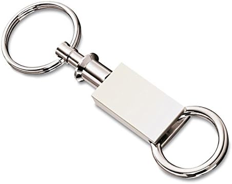Quick Release, Best Pull Apart Key Chain Accessory, 2 Split Rings, Chrome, Rectangle, Flat, Detachable Valet Key Holder.